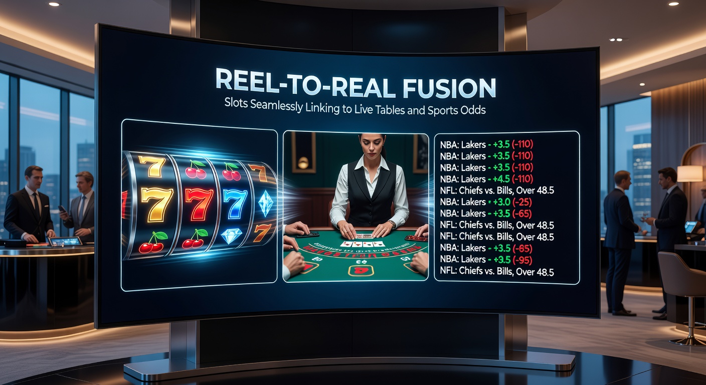 Screenshot einer hybriden Casino-App mit Slot, Live-Roulette und Sportwetten-Oberfläche, die nahtlos ineinander übergehen